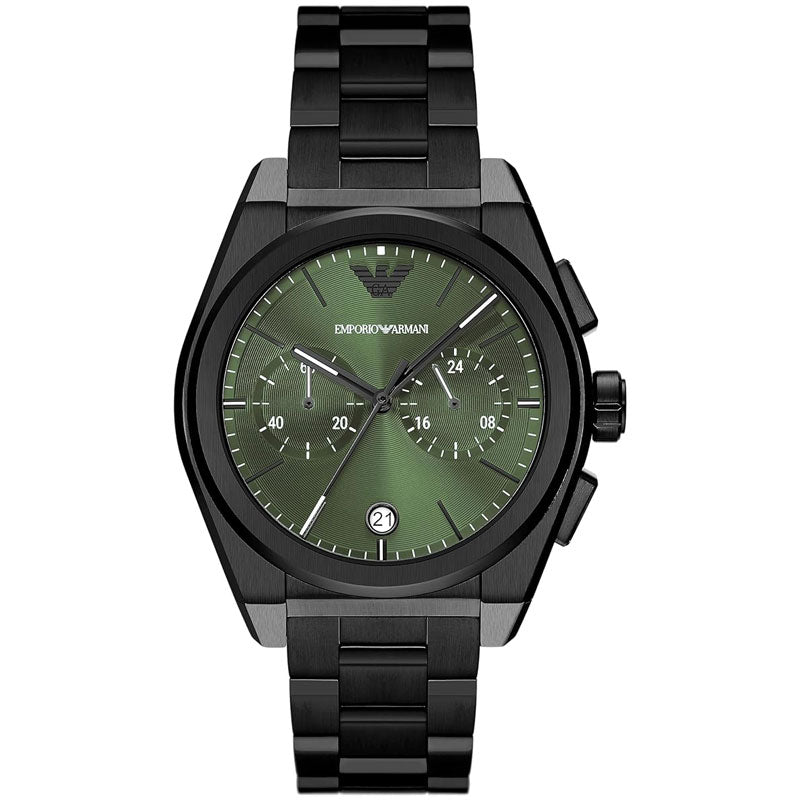 AR11562 Emporio Armani black stainless steel watch with green dial