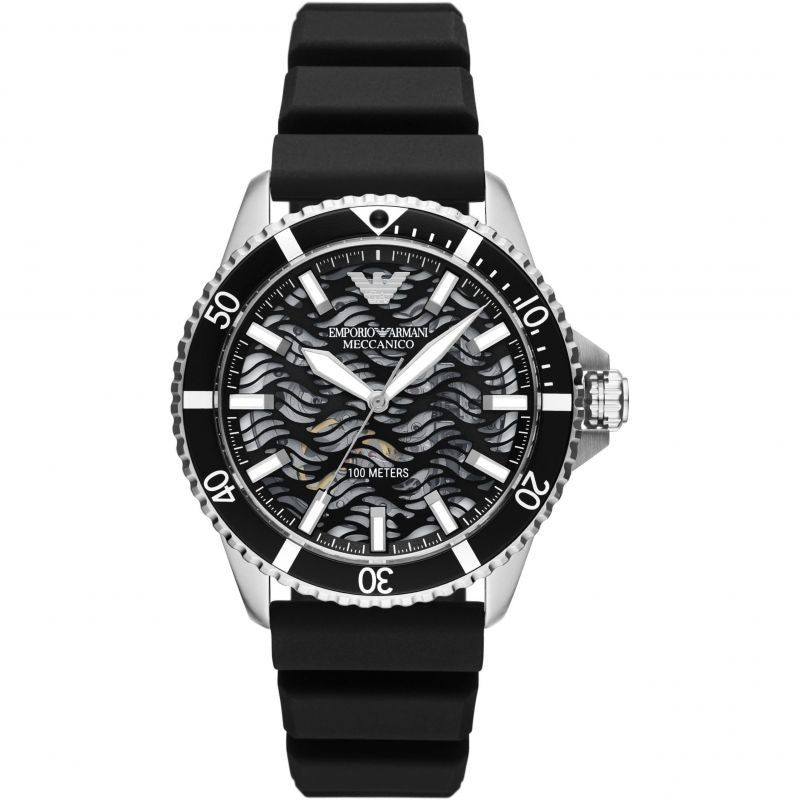 Emporio Armani AR60062 42 mm black dial with black silicon strap