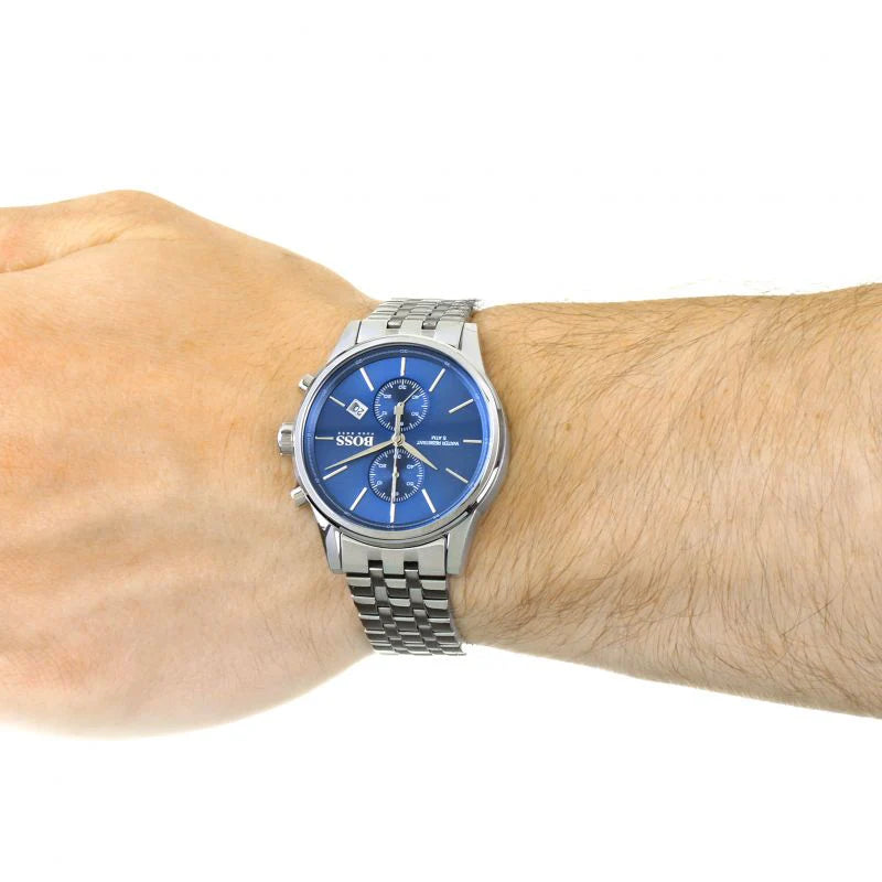 Hugo Boss Men’s Chronograph Quartz Stainless Steel Blue Dial 41mm Watch 1513384