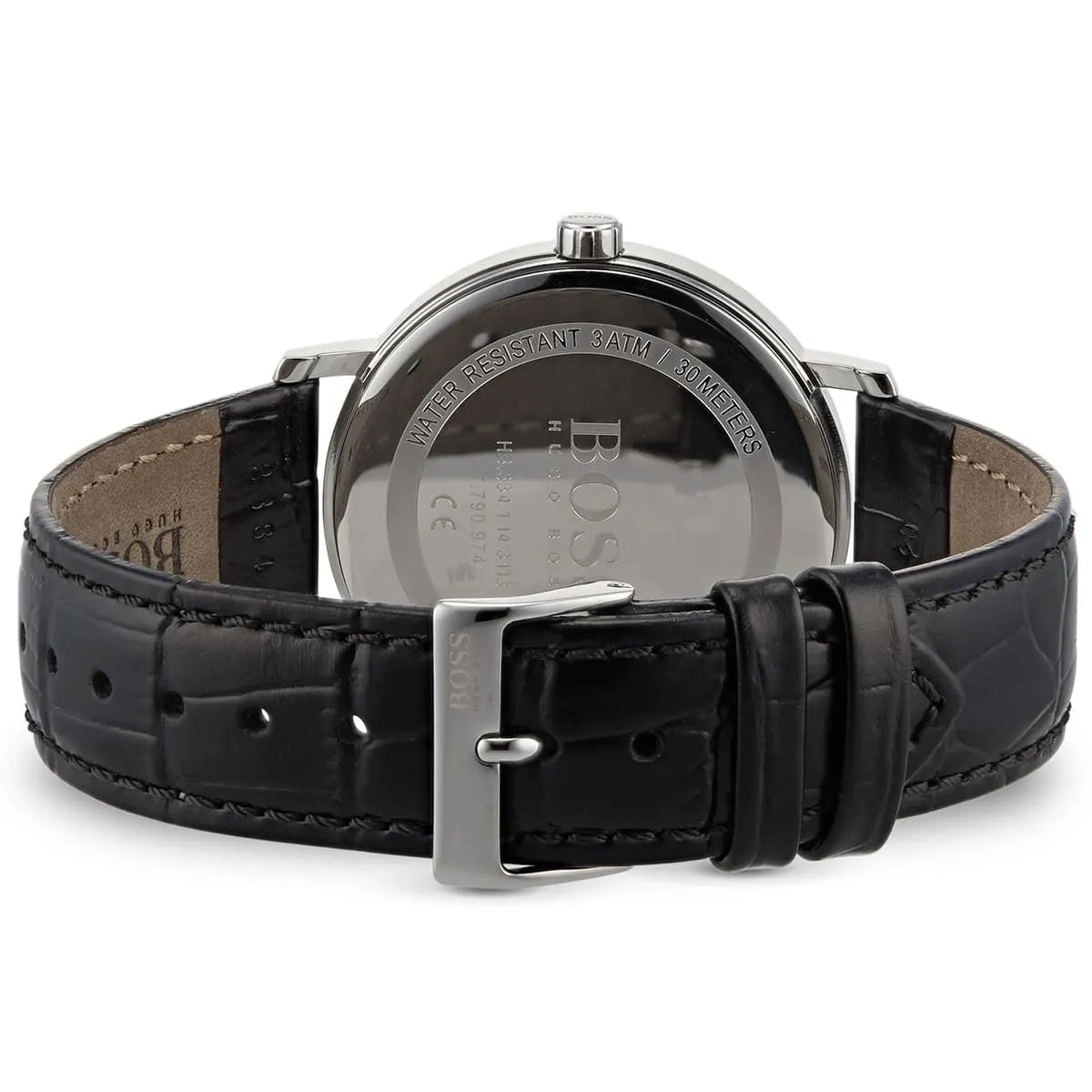 Hugo Boss Men’s Quartz Black Leather Strap Black Dial 40mm Watch 1513638