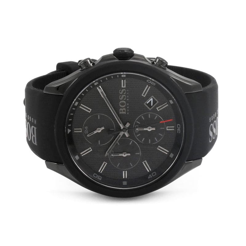 Hugo Boss Men’s Quartz Silicone Strap Black Dial 44mm Watch 1513720