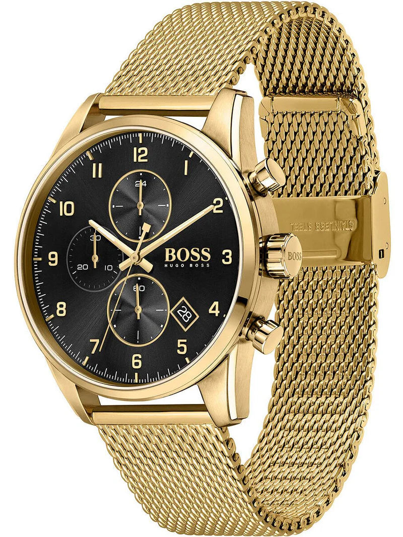 Hugo Boss Men’s Chronograph Quartz Stainless Steel Black Dial 44mm Watch 1513838