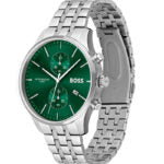 Hugo Boss Men’s Quartz Silver Stainless Steel Green Dial 42mm Watch 1513975