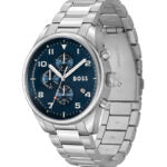 Hugo Boss Men’s Quartz Silver Stainless Steel Blue Dial 44mm Watch 1513989