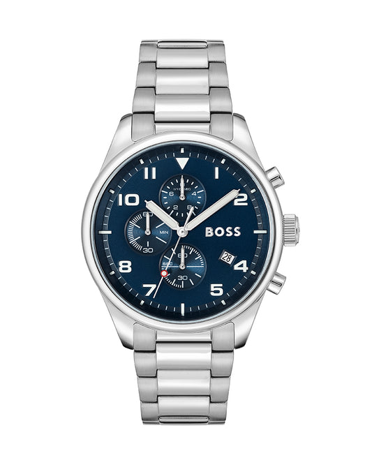 Hugo Boss Men’s Quartz Silver Stainless Steel Blue Dial 44mm Watch 1513989