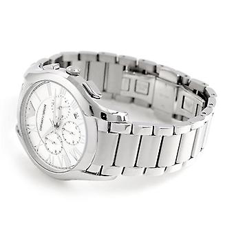 Emporio Armani AR11081 chronograph watch with silver dial and silver color chain