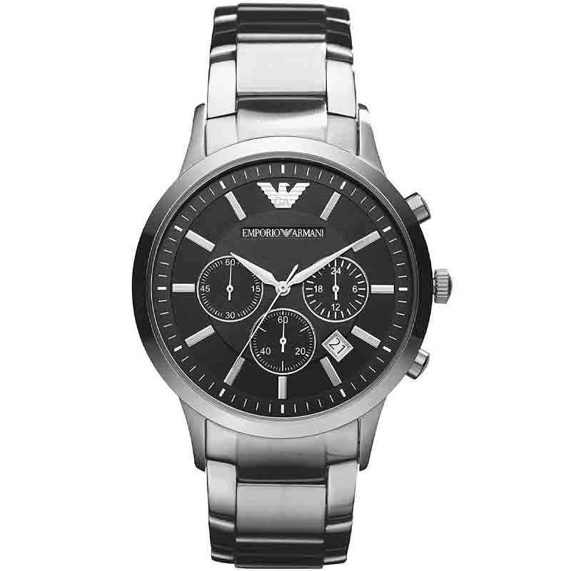 Emporio Armani AR2434 black dial chronograph watch with date