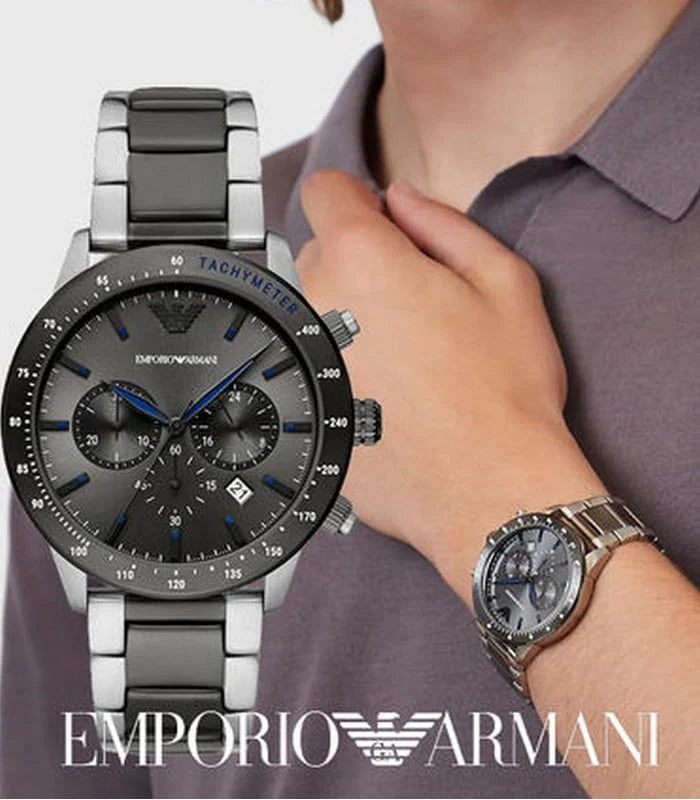 Emporio Armani Men’s Quartz Stainless Steel Grey Dial 43mm Watch AR11391