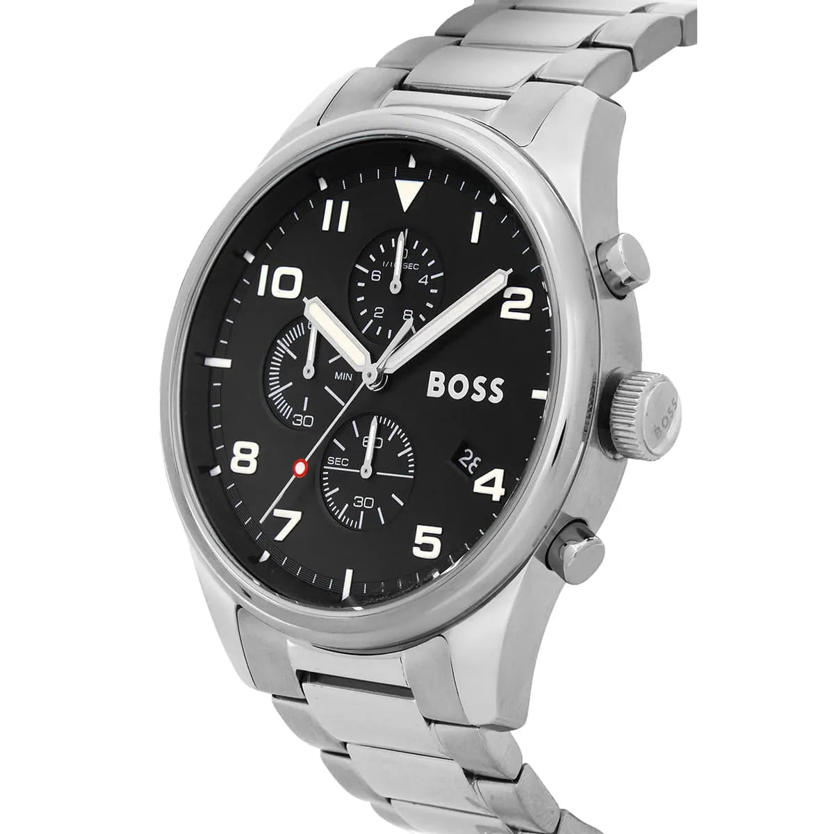 Hugo Boss Men’s Quartz Silver Stainless Steel Black Dial 44mm Watch 1514008