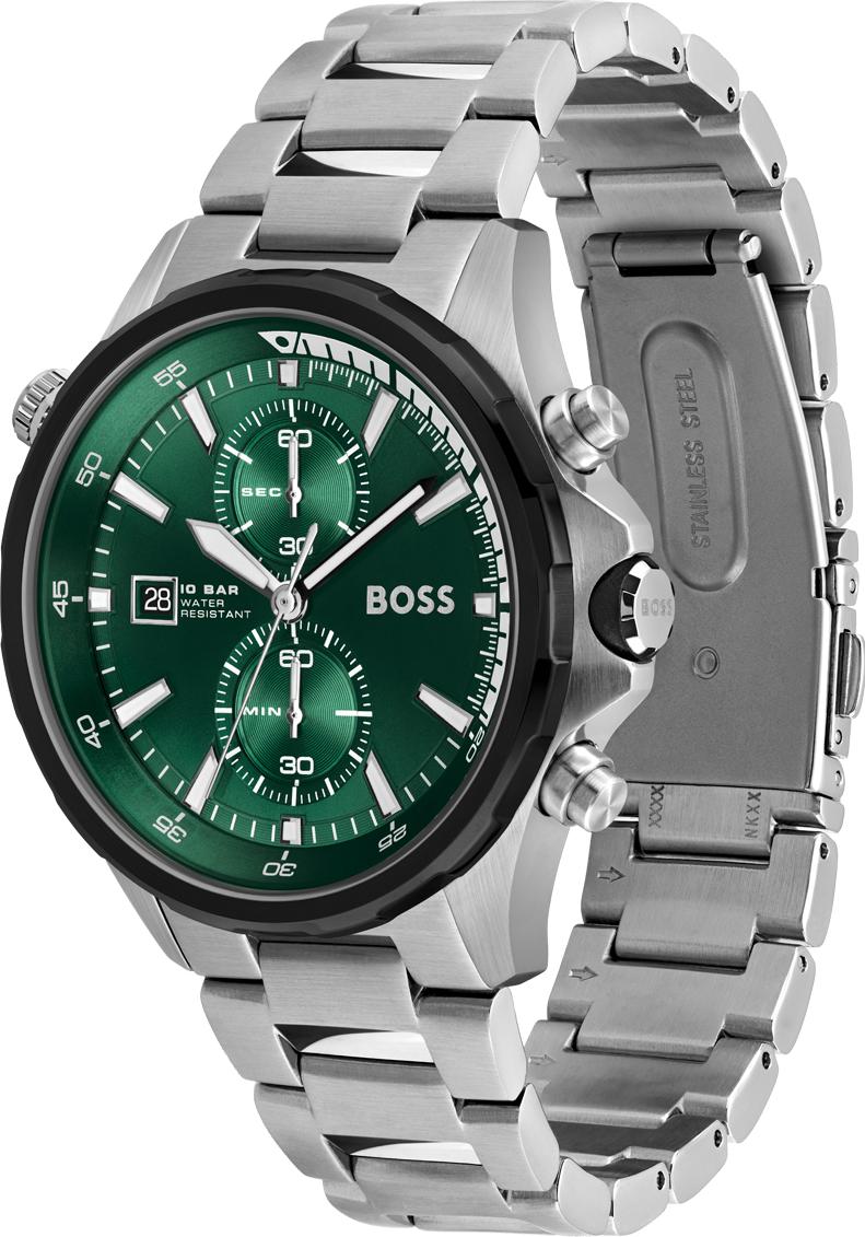 Hugo Boss Men’s Quartz Silver Stainless Steel Green Dial 46mm Watch 1513930