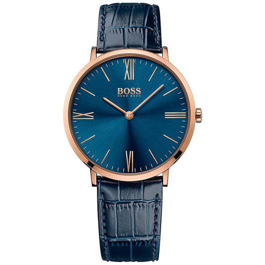 Hugo Boss Men’s Quartz Blue Leather Strap Blue Dial 40mm Watch 1513371