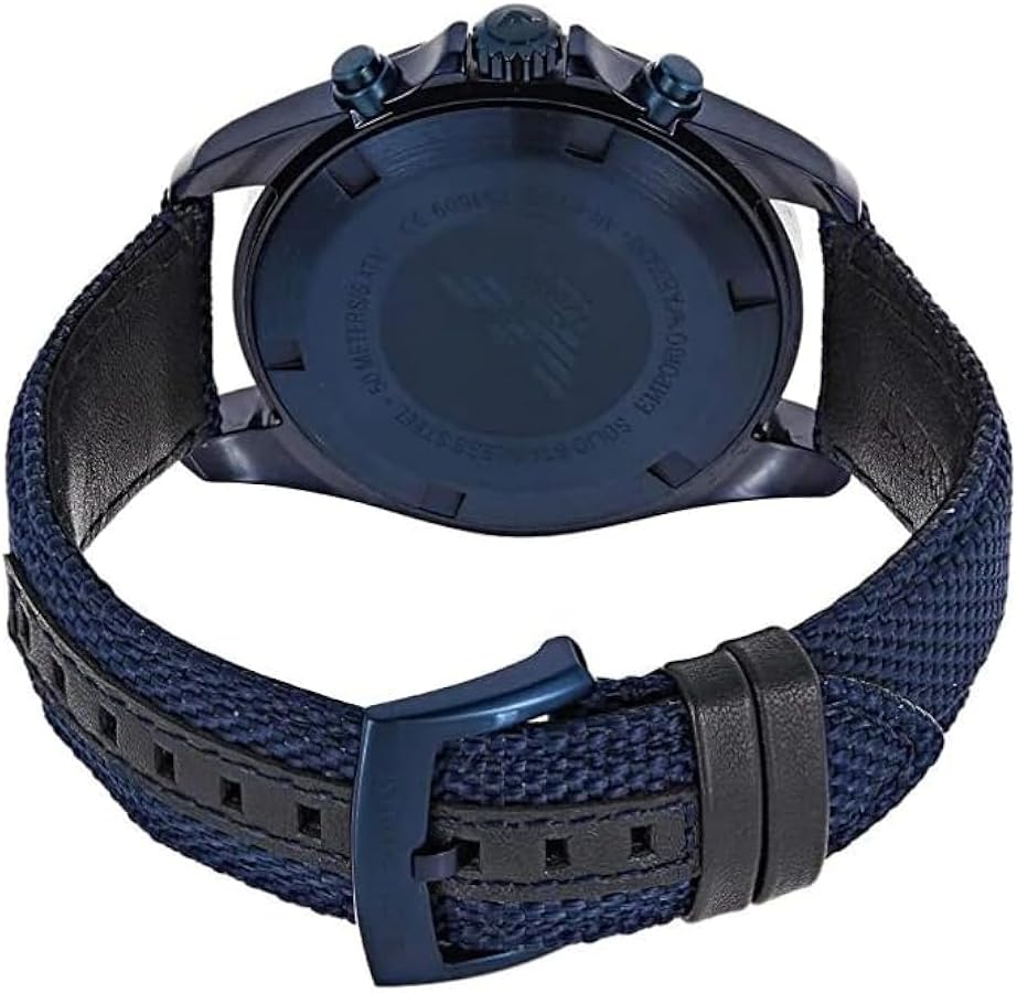 Emporio Armani AR6132 chronograph watch with blue dial and blue fabric belt