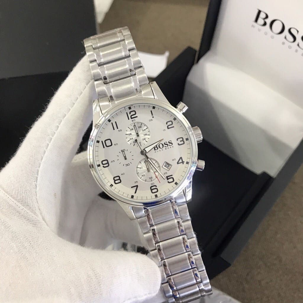 Hugo Boss Men’s Quartz Stainless Steel White Dial 44mm Watch 1513182