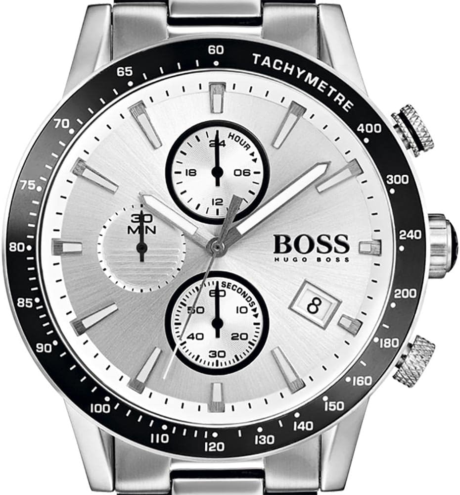 Hugo Boss Mens Chronograph Quartz Rafale Stainless Steel Silver Dial Watch - 1513511