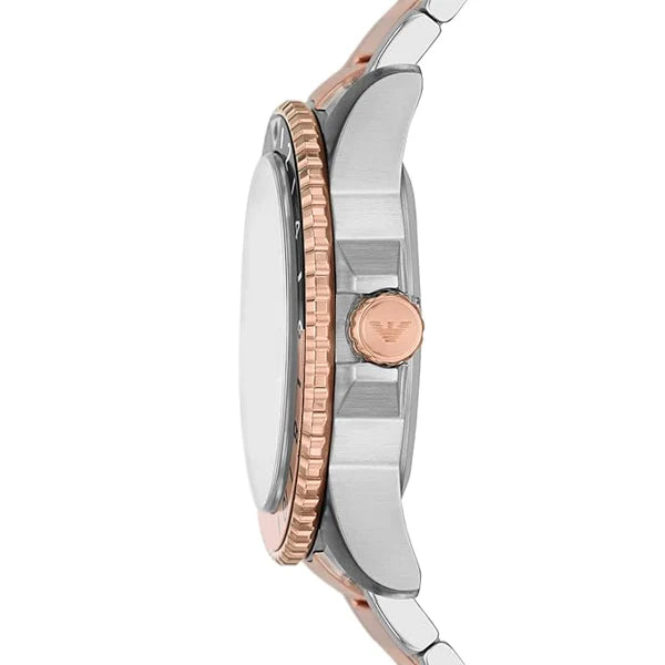 AR11591 GMT with rose gold silver and black dial with date