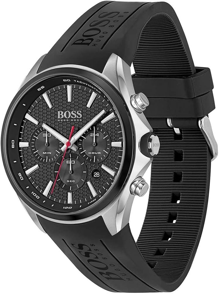 Hugo Boss Men’s Quartz Silicone Strap Black Dial 46mm Watch 1513855