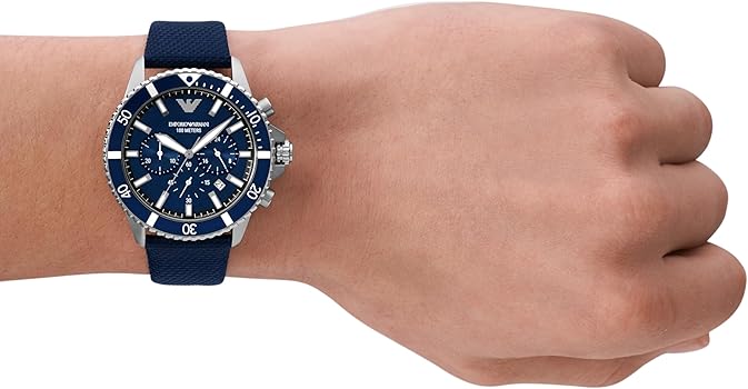 AR11588 Emporio Armani watch 43mm blue dial with chronograph and fabric strap