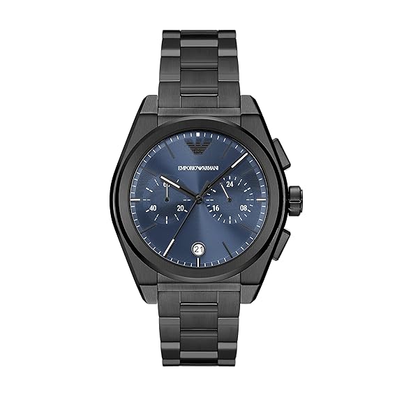 Emporio Armani Federico Black Stainless Steel Blue Dial Chronograph Quartz Watch for Gents  AR11561 43mm