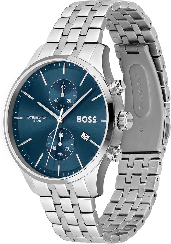 Hugo Boss Men’s Chronograph Quartz Stainless Steel Blue Dial 42mm Watch 1513597