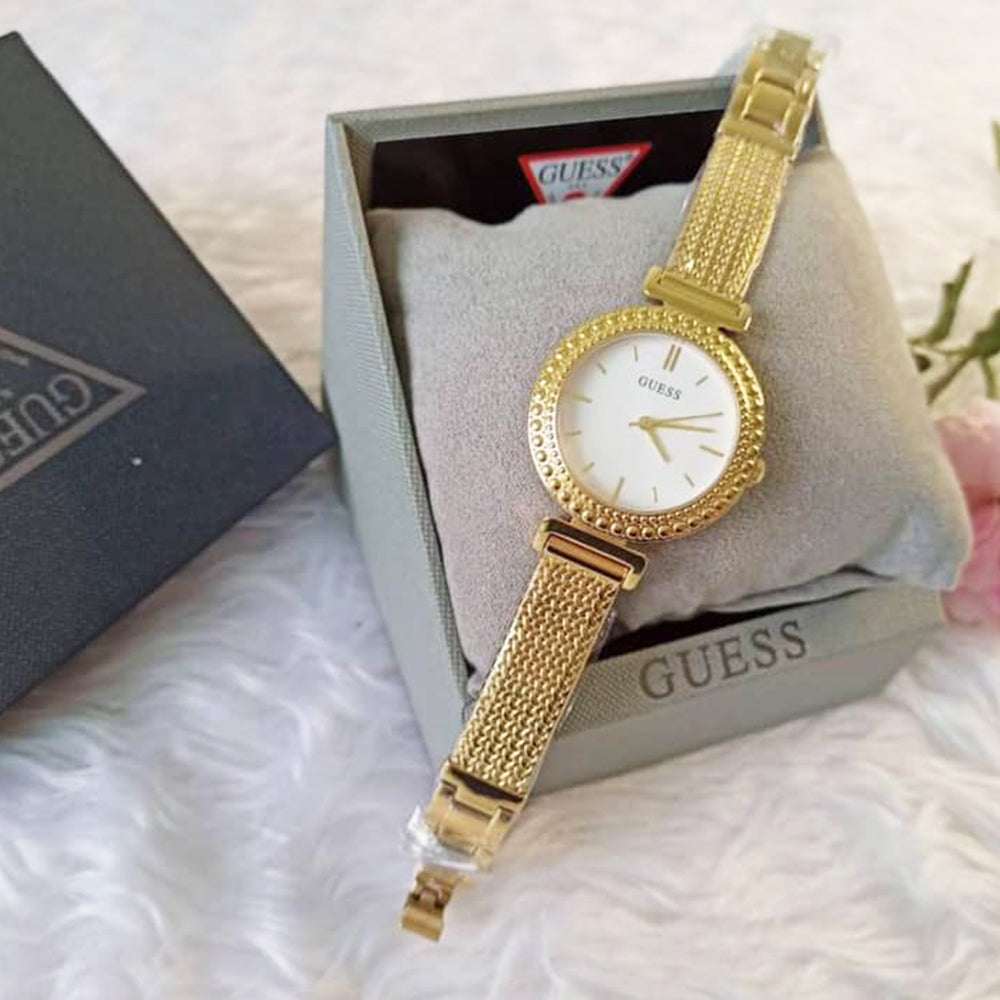 Guess Gold Analog White Dial Women’s Watch W1152L2