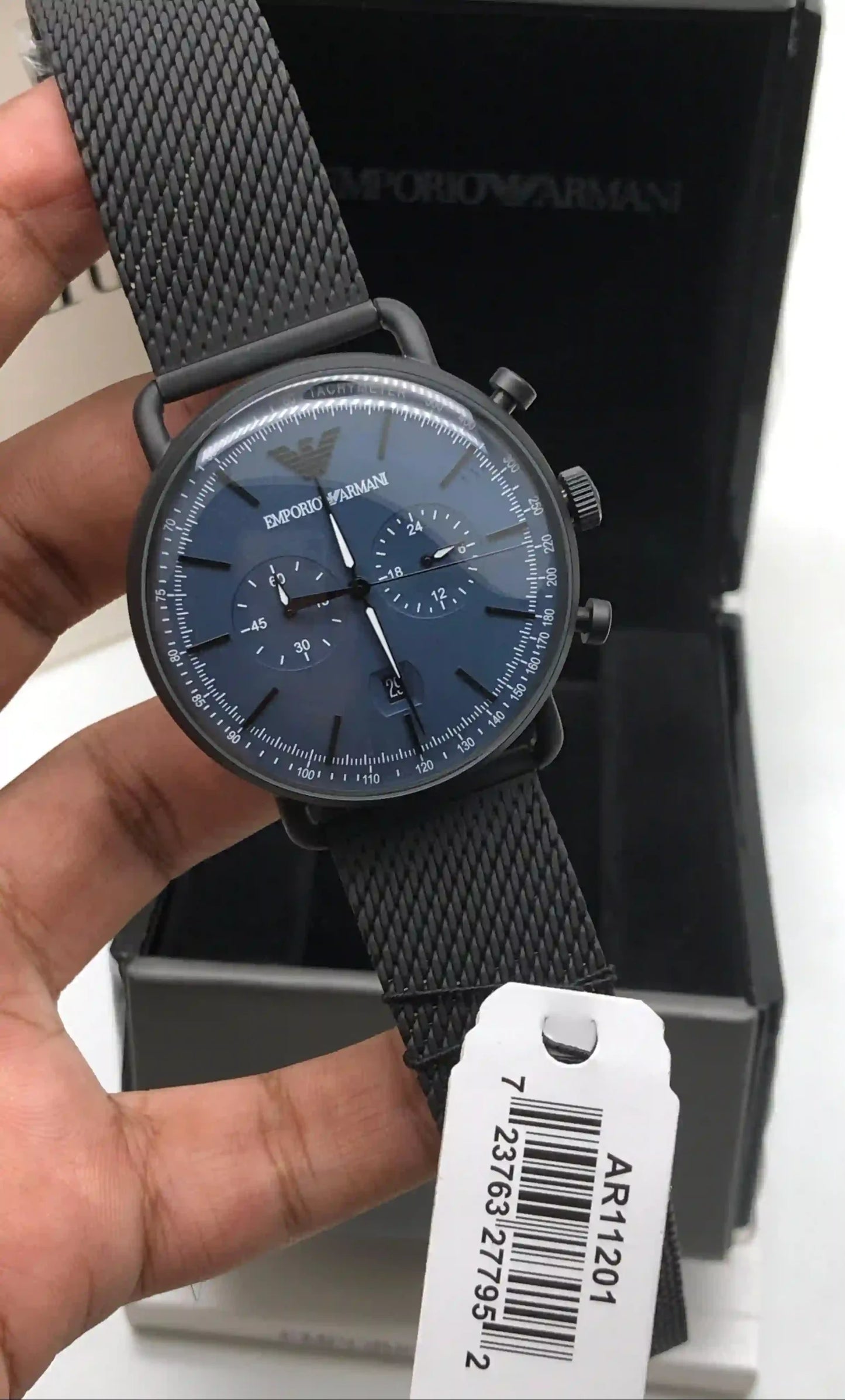 AR11201 Emporio Armani blue dial chronograph date 43mm watch