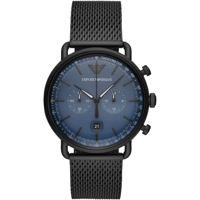 AR11201 Emporio Armani blue dial chronograph date 43mm watch