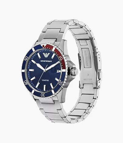 AR11339 Emporio Armani blue dial date 42mm stainless steel chian