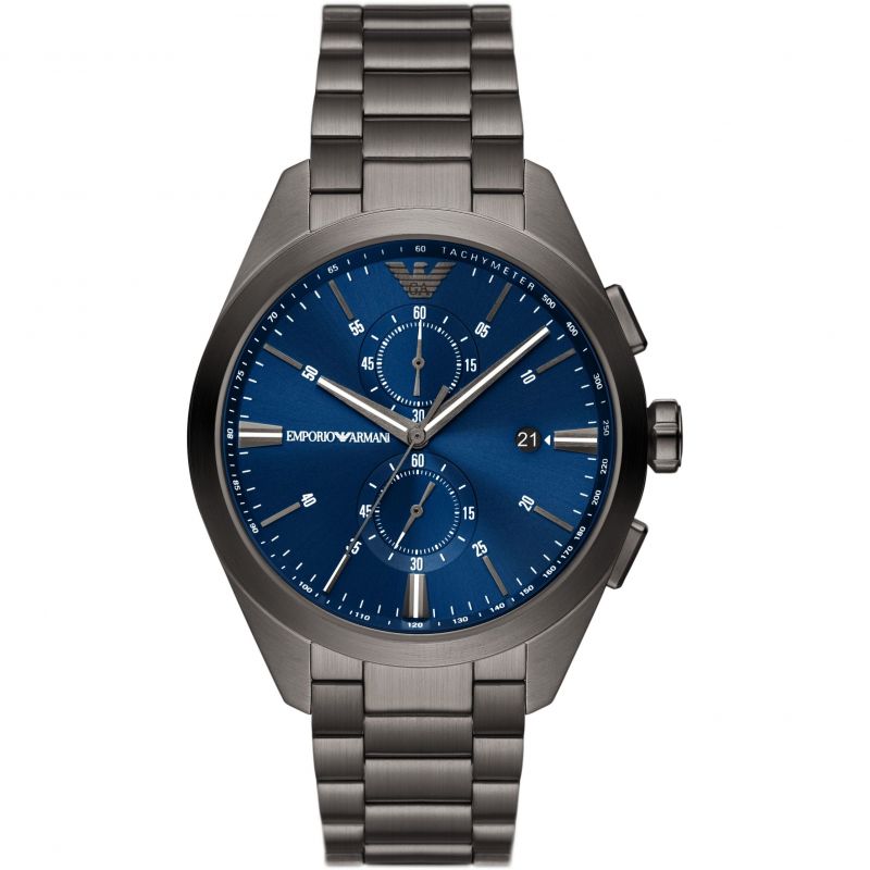 AR11481 Emporio Armani Emporio Armani Claudio Gunmetal Stainless Steel Blue Dial Chronograph Quartz Watch for Gents