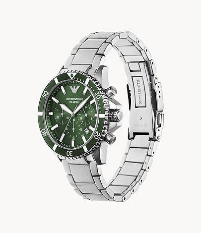 AR11500 green dial chronograph stainless steel watch 43mm