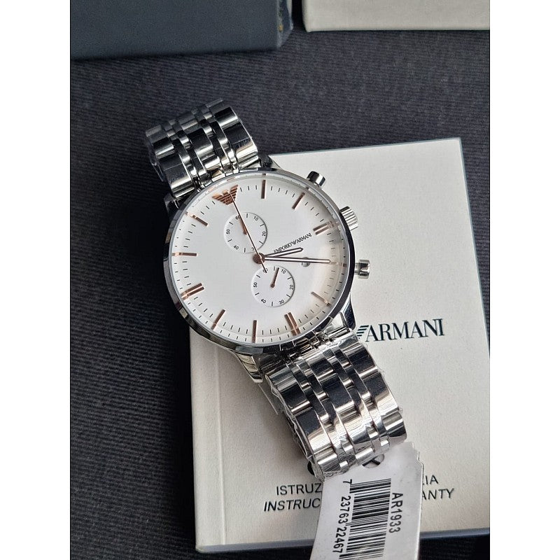 AR1933 Emporio Armani white dial  and stainless steel 43mm