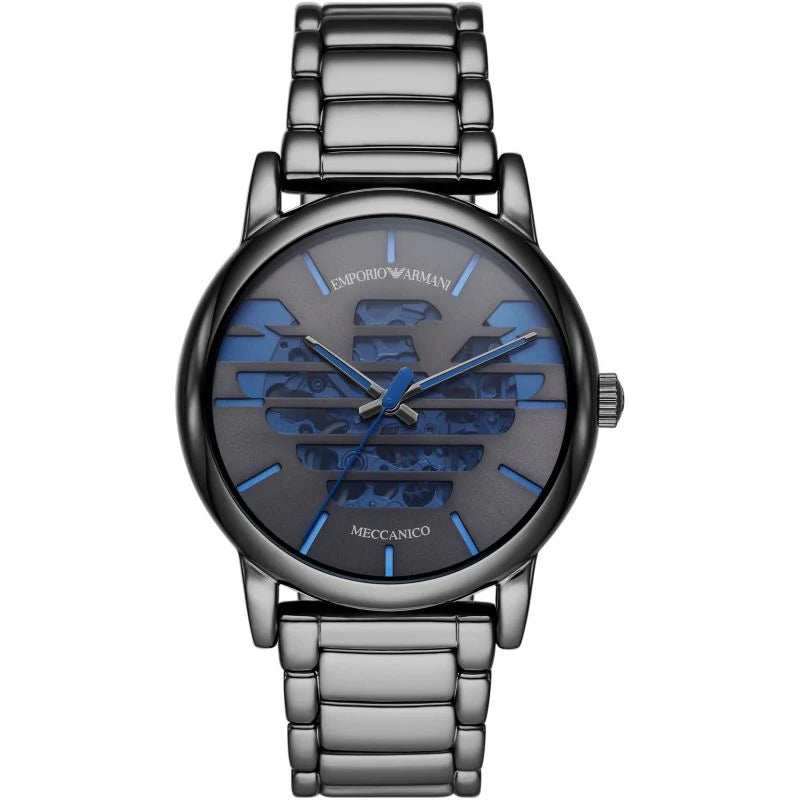 AR 60029 Emporio Armani meccanico stainless steel blue black two tone dial automatic 43 mm