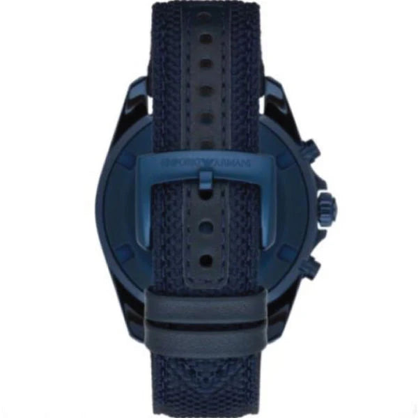 Emporio Armani AR6132 chronograph watch with blue dial and blue fabric belt