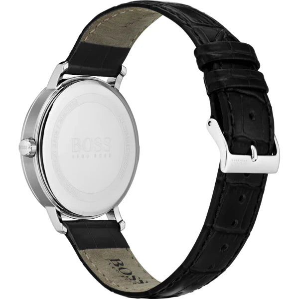 Hugo Boss Men’s Quartz Black Leather Strap Black Dial 40mm Watch 1513638