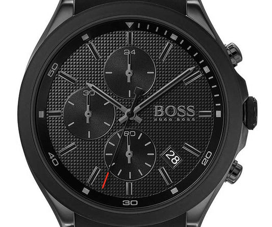 Hugo Boss Men’s Quartz Silicone Strap Black Dial 44mm Watch 1513720