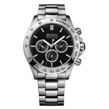 Hugo Boss Men’s Chronograph Quartz Stainless Steel Black Dial 46mm Watch 1512965]