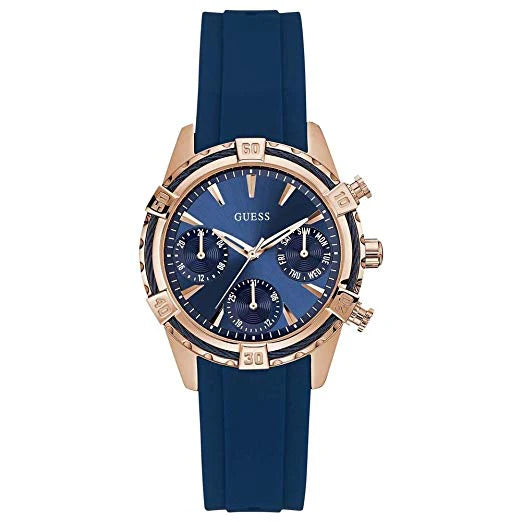 Guess Women’s Quartz Blue Silicone Strap Blue Dial 37mm Watch W0562L3