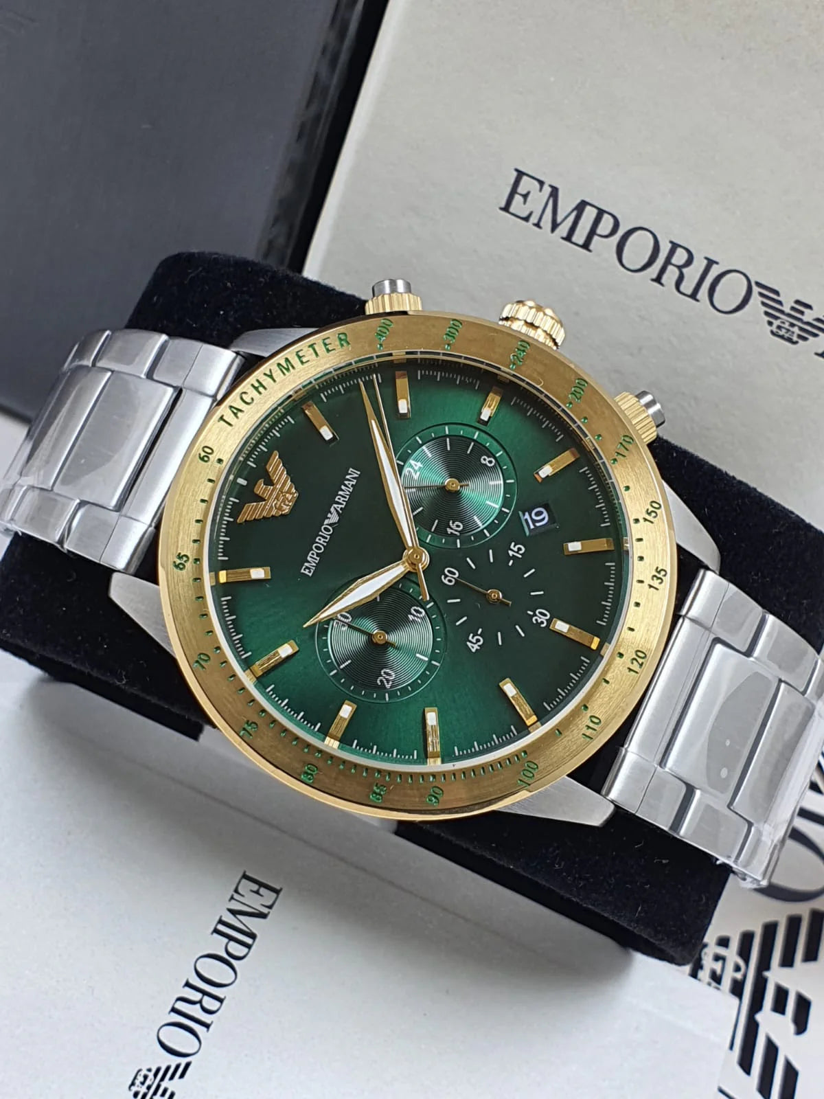 Emporio Armani Men’s Quartz Stainless Steel Green Dial 43mm Watch AR11454