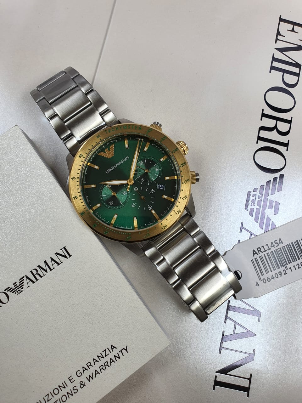 Emporio Armani Men’s Quartz Stainless Steel Green Dial 43mm Watch AR11454