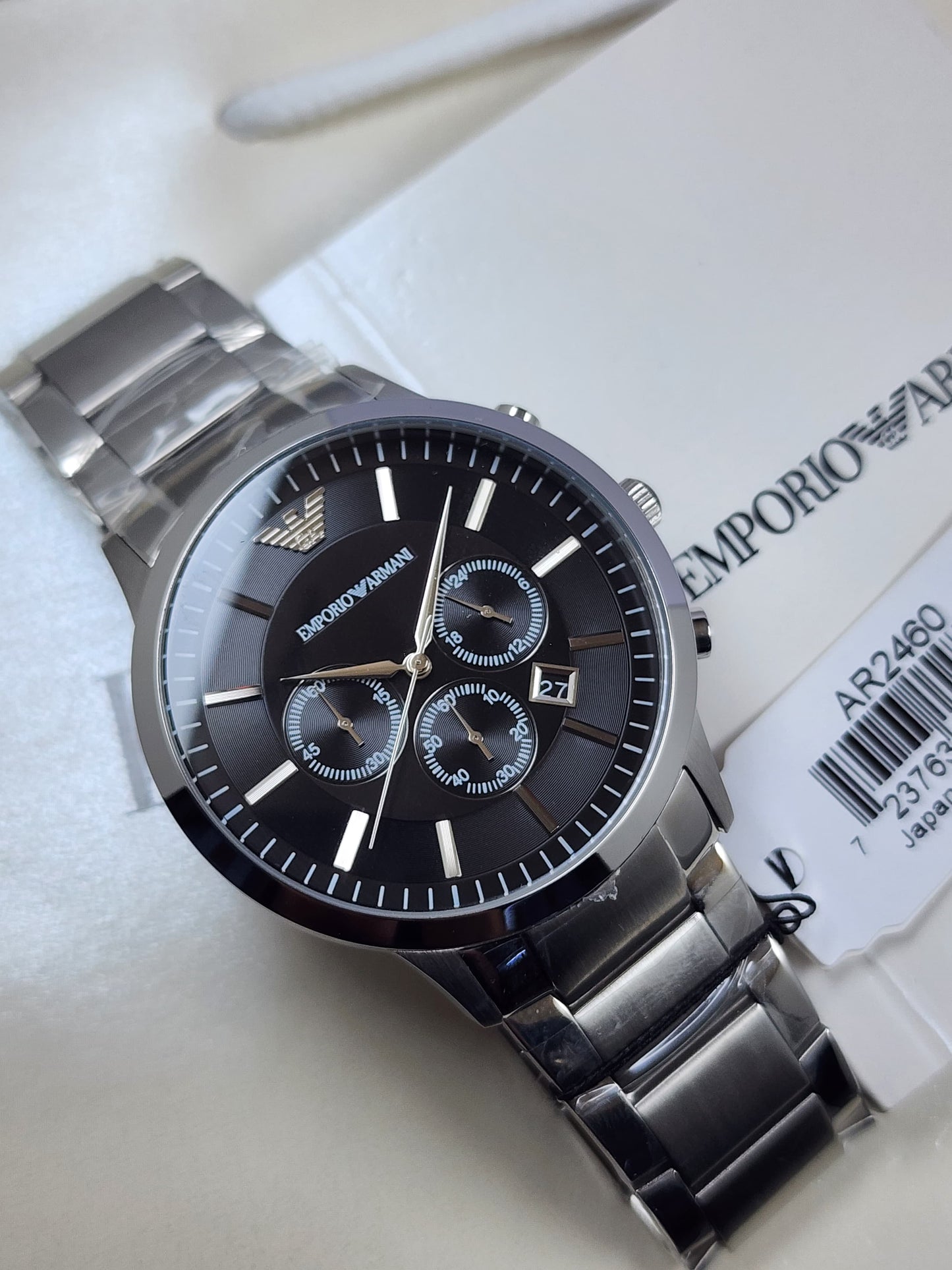 Emporio Armani AR2434 black dial chronograph watch with date