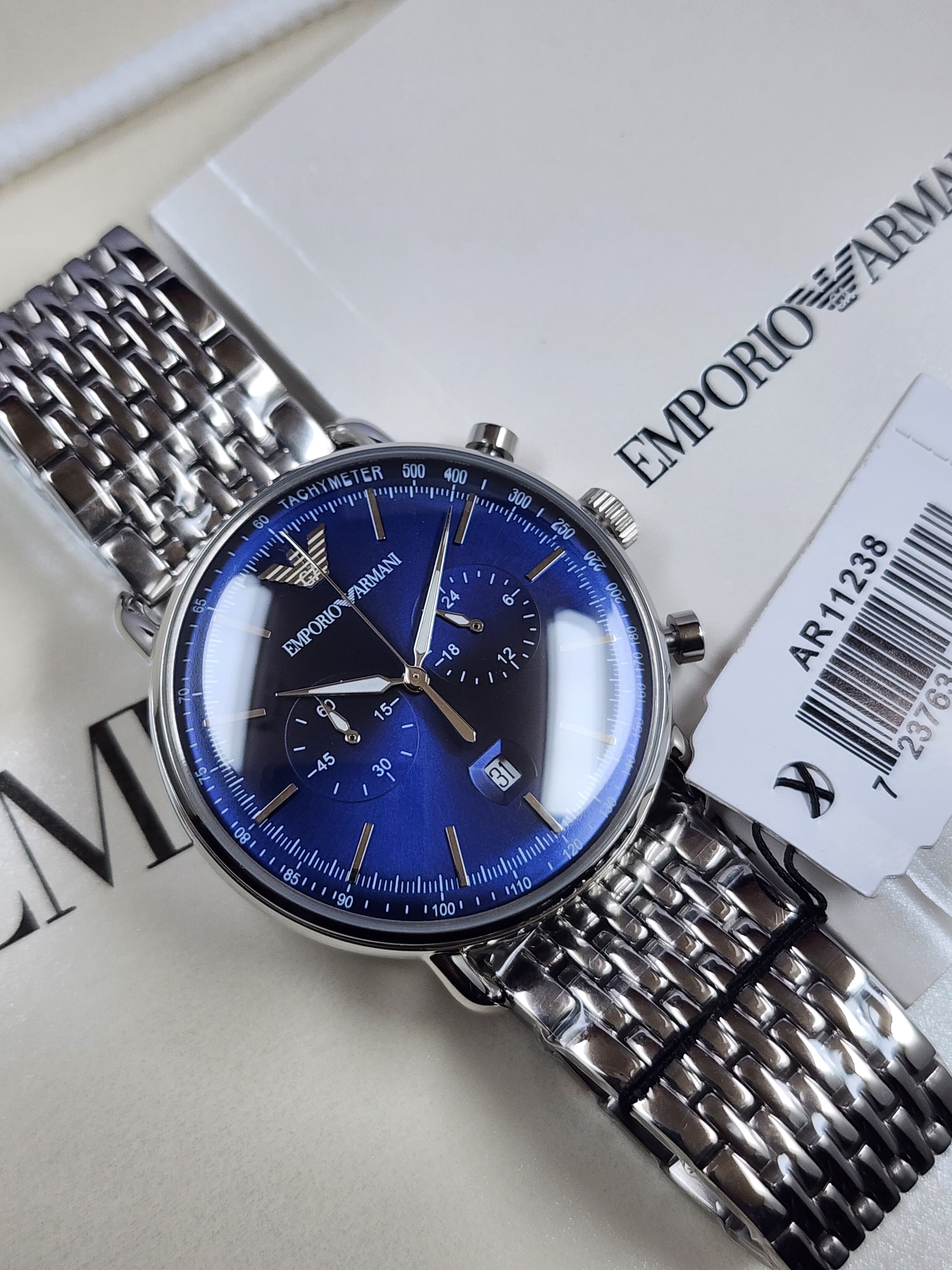 AR11238 Emporio Armani watch with chronograph and blue dial