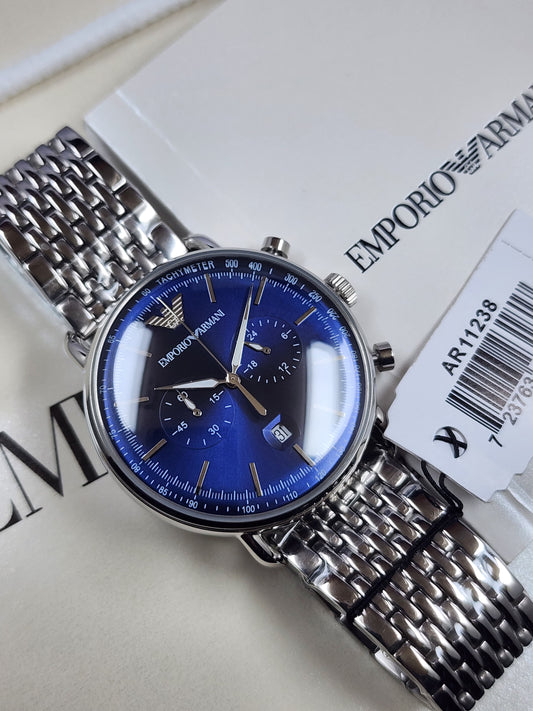 AR11238 Emporio Armani watch with chronograph and blue dial 43 mm