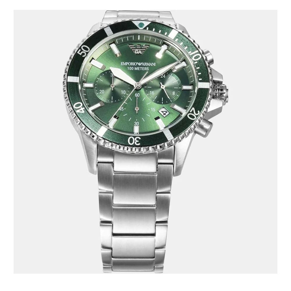 AR11500 green dial chronograph stainless steel watch 43mm