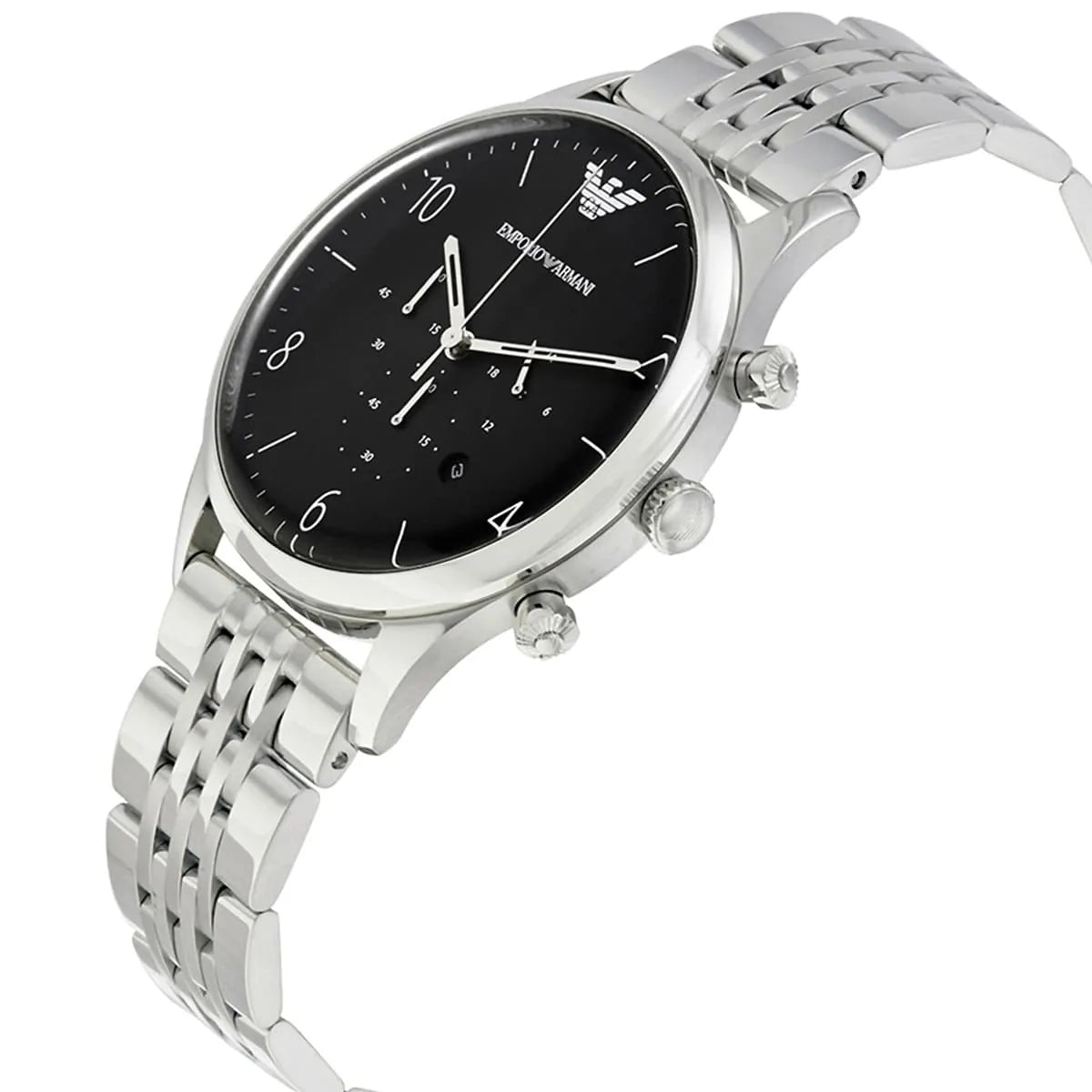 Emporio Armani AR1863 chronograph date dial watch with silver stainless steel chain