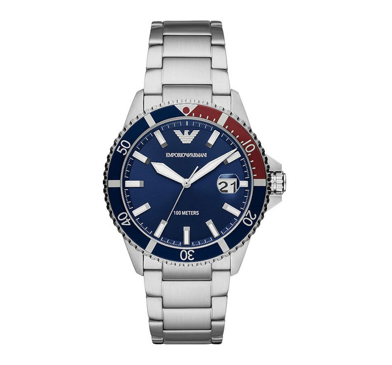 AR11339 Emporio Armani blue dial date 42mm stainless steel chian