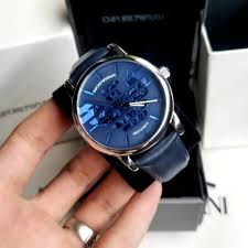 Orignal Emporio Armani Man Automatic Leather Belt Blue Dial 43MM Watch AR60030