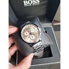 Hugo Boss Menz Quarterz Grey Stainless Steel Gold Dial 43MM Watch 1513695