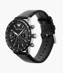 Orignal AR11243 Emporio Armani Man Chronograph Quartz Leather Belt Black Dial 43MM Watch