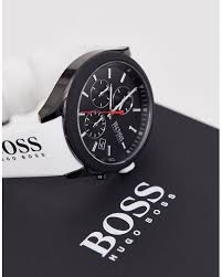 Hugo Boss Menz Quartz White Silicone Belt Black Dial 44MM Watch 1513718