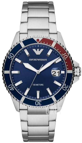 AR11339 Emporio Armani blue dial date 42mm stainless steel chian