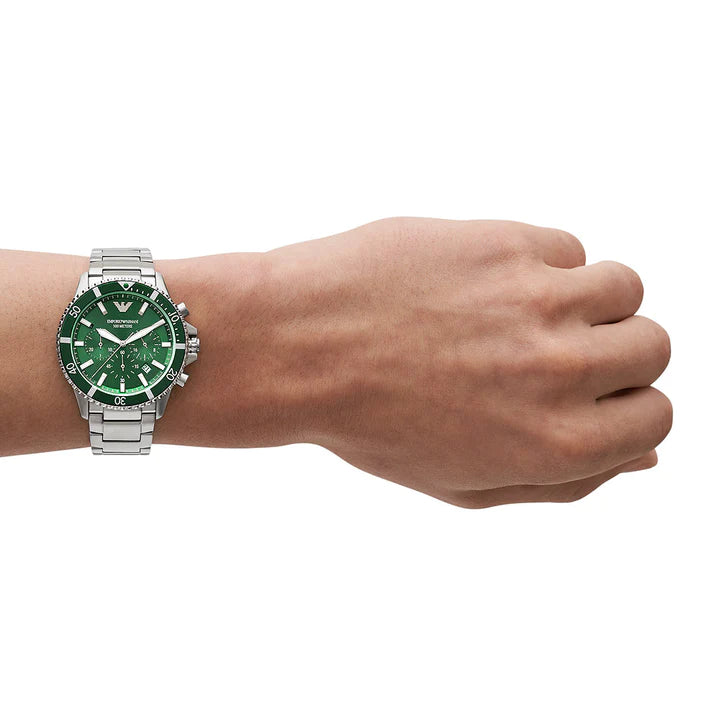 AR11500 green dial chronograph stainless steel watch 43mm